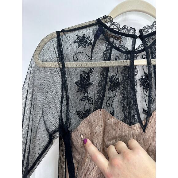 Free People Ariel Black Tulle and Velvet Mini Cocktail Dress size 8 - Picture 9 of 9